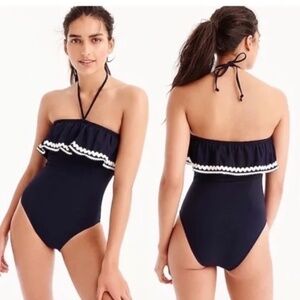 J. Crew Ruffle Bandeau One-Piece with Rickrack SZ 4